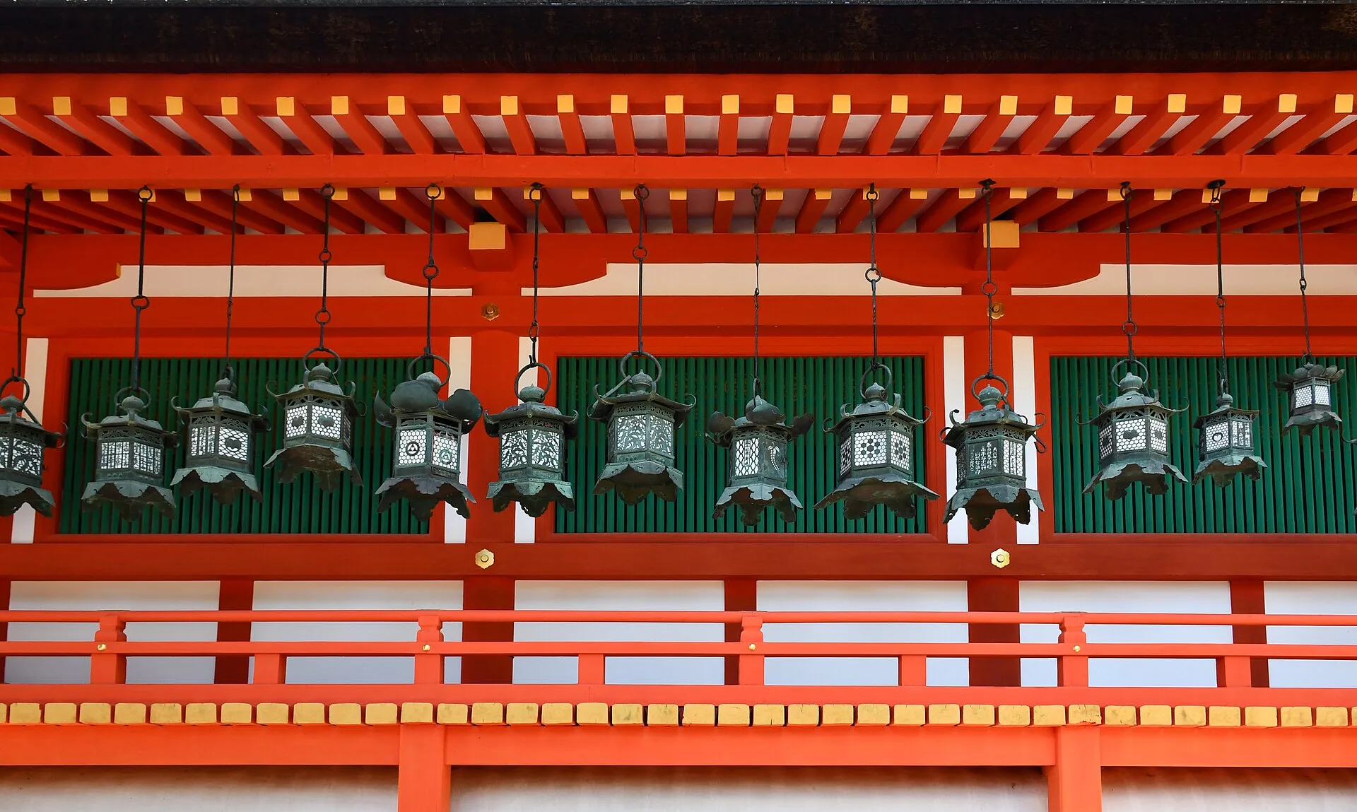Rows of stone lanterns along the approach to Kasuga Taisha in Nara